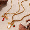 316L Stainless Steel Strawberry Mushroom Fashion Multielement Necklace For Women With Electroplating