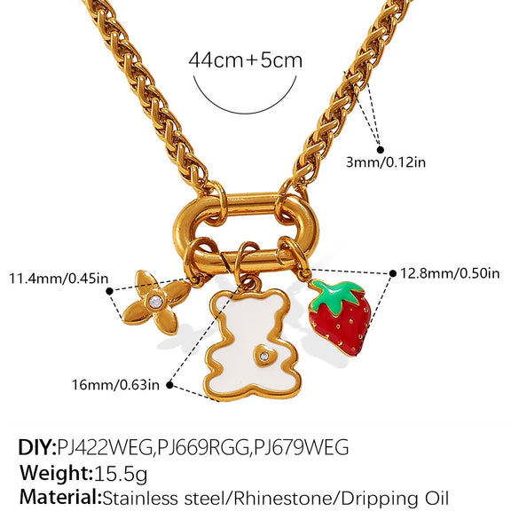 316L Stainless Steel Strawberry Mushroom Fashion Multielement Necklace For Women With Electroplating
