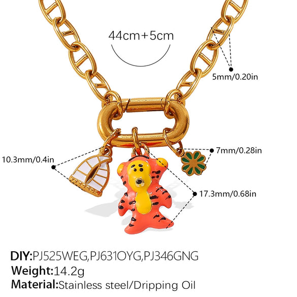 316L Stainless Steel Strawberry Mushroom Fashion Multielement Necklace For Women With Electroplating