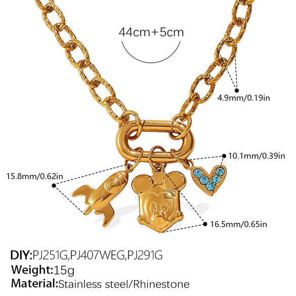 316L Stainless Steel Strawberry Mushroom Fashion Multielement Necklace For Women With Electroplating