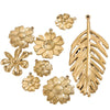 Stainless Steel Summer Sunflower Leaf Shell Pendant Necklace Earrings 18K Gold Plated Electroplated