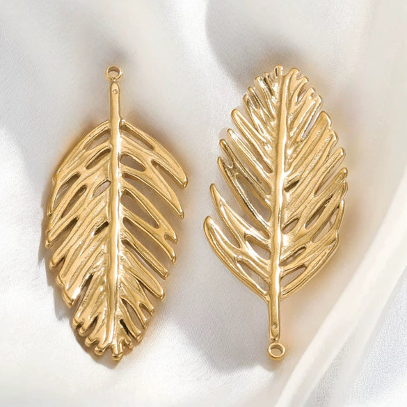 Stainless Steel Summer Sunflower Leaf Shell Pendant Necklace Earrings 18K Gold Plated Electroplated
