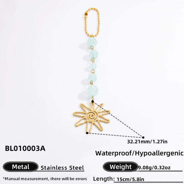 Stainless Steel Sun Crystal Hanging Pendant Car Hanging Decor With Stars Sun And Moon Clouds Cosmic Pattern Electroplated