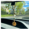 Stainless Steel Sun Crystal Hanging Pendant Car Hanging Decor With Stars Sun And Moon Clouds Cosmic Pattern Electroplated