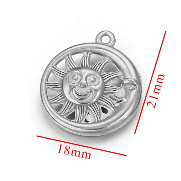 Stainless Steel Sun Eye Tag Jewelry Pendant Necklace With Electroplating