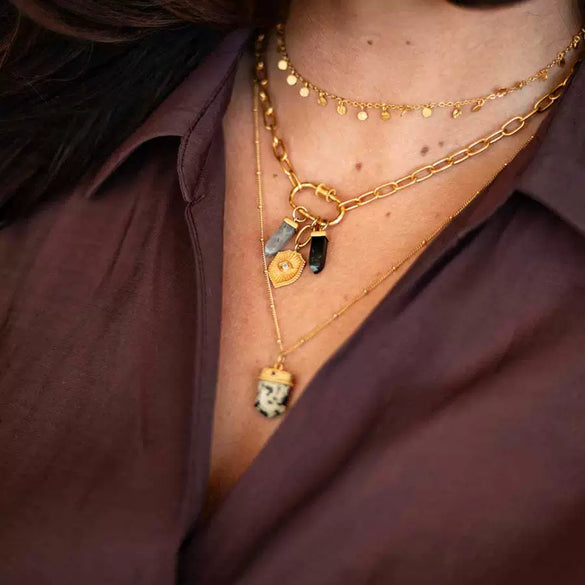 Stainless Steel Sun Moon Zirconium Inlaid Pendant Necklace Bracelet Vacuum Electroplated 18K Gold Color