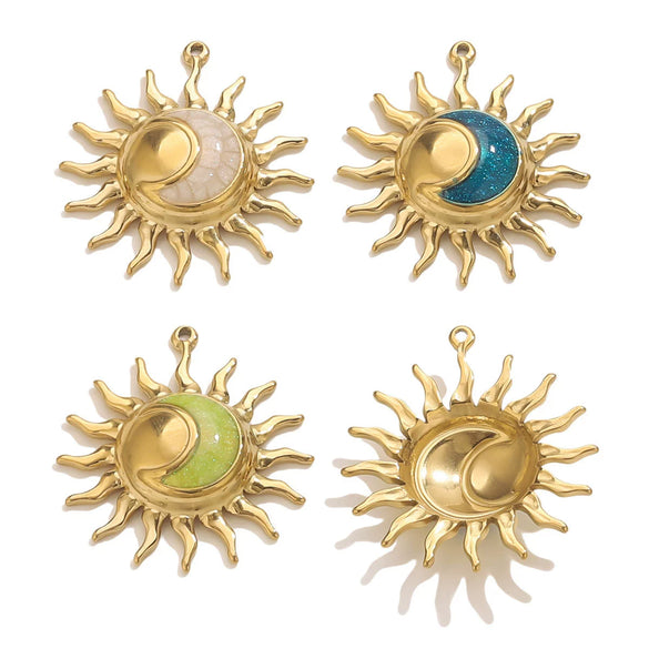 Stainless Steel Sun Pendant Jewelry Accessories With 18K Gold Electroplating