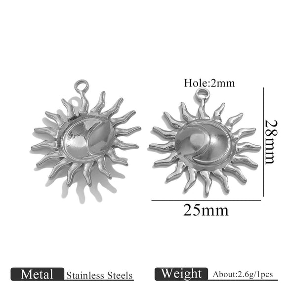 Stainless Steel Sun Pendant Jewelry Accessories With 18K Gold Electroplating