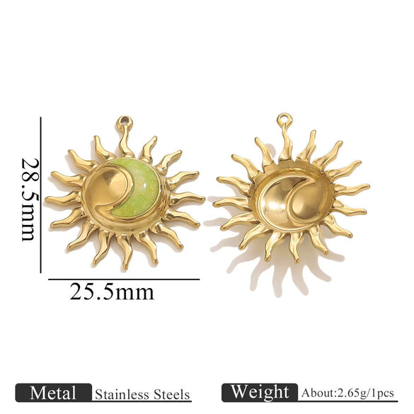Stainless Steel Sun Pendant Jewelry Accessories With 18K Gold Electroplating