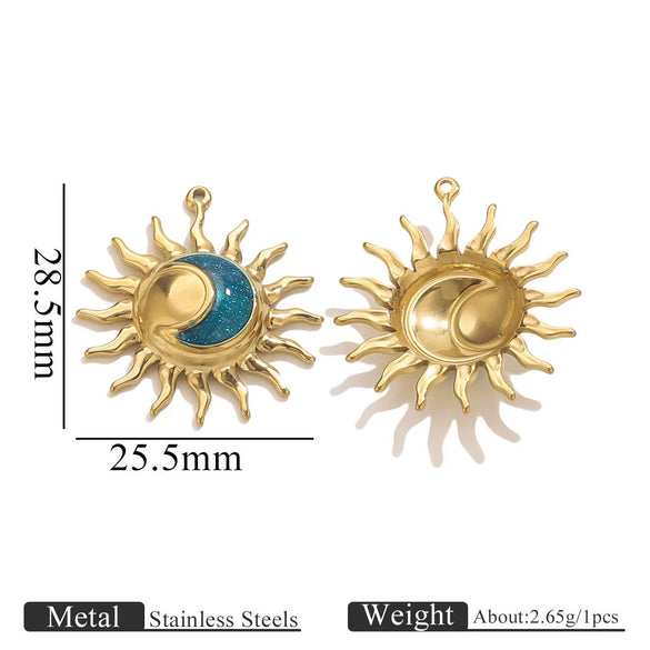 Stainless Steel Sun Pendant Jewelry Accessories With 18K Gold Electroplating