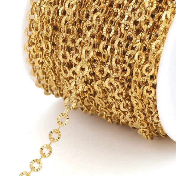 Stainless Steel Sunflower Cross Oshaped Embossed Vacuum Plated Gold Chain For Diy Necklace And Bracelet