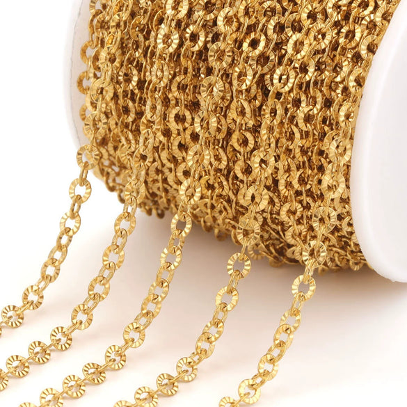 Stainless Steel Sunflower Cross Oshaped Embossed Vacuum Plated Gold Chain For Diy Necklace And Bracelet