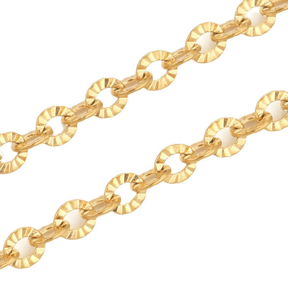 Stainless Steel Sunflower Cross Oshaped Embossed Vacuum Plated Gold Chain For Diy Necklace And Bracelet