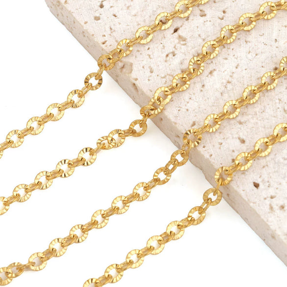 Stainless Steel Sunflower Cross Oshaped Embossed Vacuum Plated Gold Chain For Diy Necklace And Bracelet