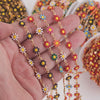 Stainless Steel Sunflower Enamel Jewelry Making Supplies Chain For Necklace Earrings With Electroplating