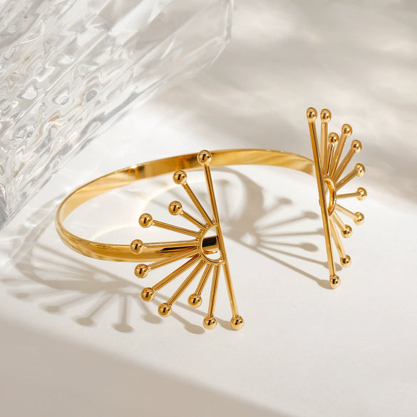 Stainless Steel Sunflower Hollow Bracelet Cold Style Light Luxury Electroplating