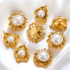 Stainless Steel Sunflower Pearl Pendant With Electroplating Design And Shell Shape For Diy And Ear Stud Use