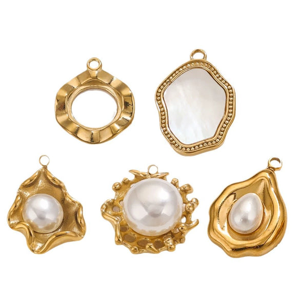 Stainless Steel Sunflower Pearl Pendant With Electroplating Design And Shell Shape For Diy And Ear Stud Use