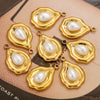Stainless Steel Sunflower Pearl Pendant With Electroplating Design And Shell Shape For Diy And Ear Stud Use