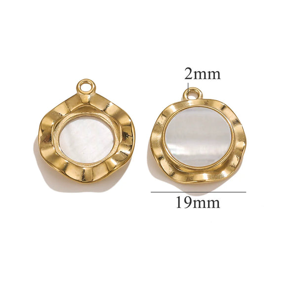 Stainless Steel Sunflower Pearl Pendant With Electroplating Design And Shell Shape For Diy And Ear Stud Use