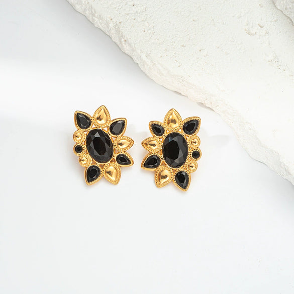 Stainless Steel Sweet Drop Shape Electroplated Inlaid Zircon Women's Earrings