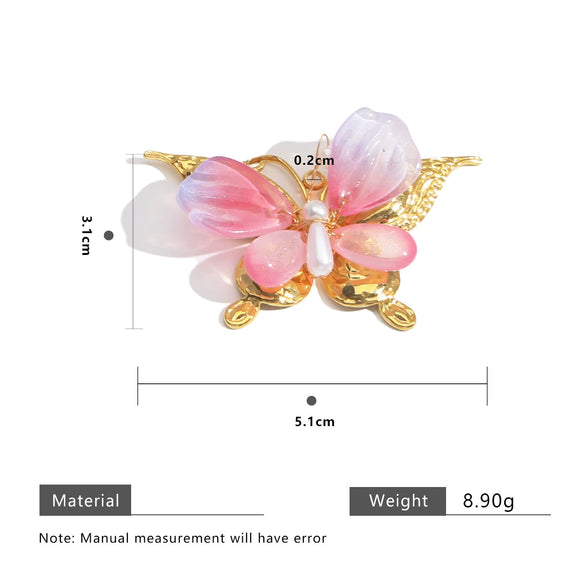 Stainless Steel Sweet Fairy Butterfly Pearl Pendant Hand Knitted Diy Jewelry Accessories With Totem Pattern