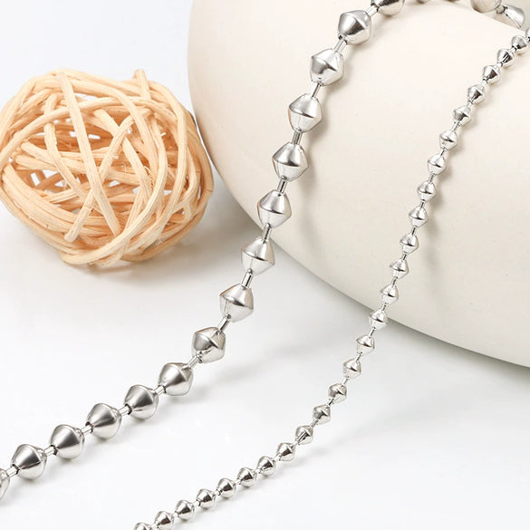 Stainless Steel Tapered Bead Chain Necklace Bracelet With Electrolytic Brightening