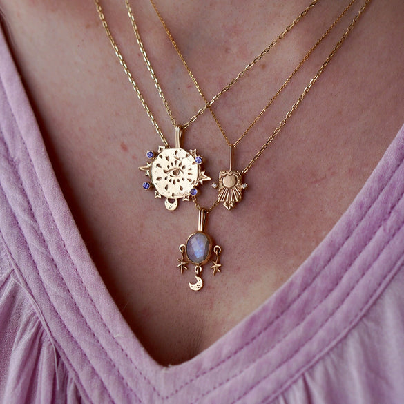 Stainless Steel Tarot Card Necklace With Zircon Geometric Literature And Art Style Electroplated Square Pendant