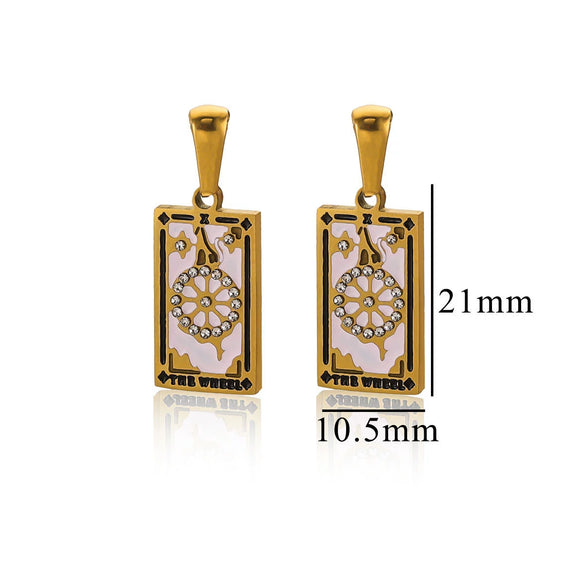 Stainless Steel Tarot Card Theme Pendant Electroplated Handmade Necklace