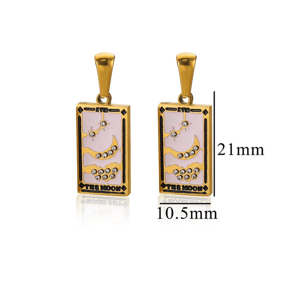 Stainless Steel Tarot Card Theme Pendant Electroplated Handmade Necklace