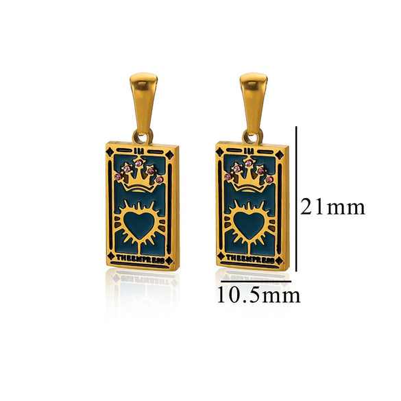 Stainless Steel Tarot Card Theme Pendant Electroplated Handmade Necklace