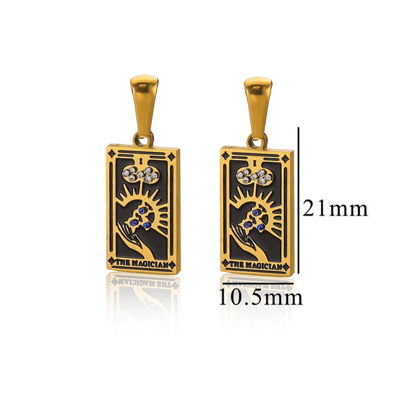 Stainless Steel Tarot Card Theme Pendant Electroplated Handmade Necklace