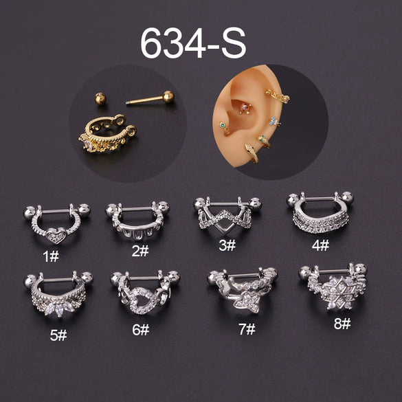 Stainless Steel Thin Rod The Crown Style Electroplated Women's Puncture Earrings