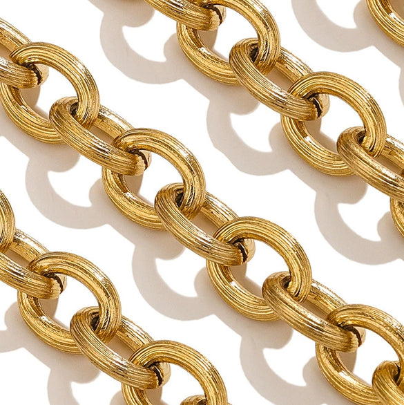 Stainless Steel Thread Cuban Chain Hip Hop Decorative Chain Necklace Bracelet Accessories Electroplated