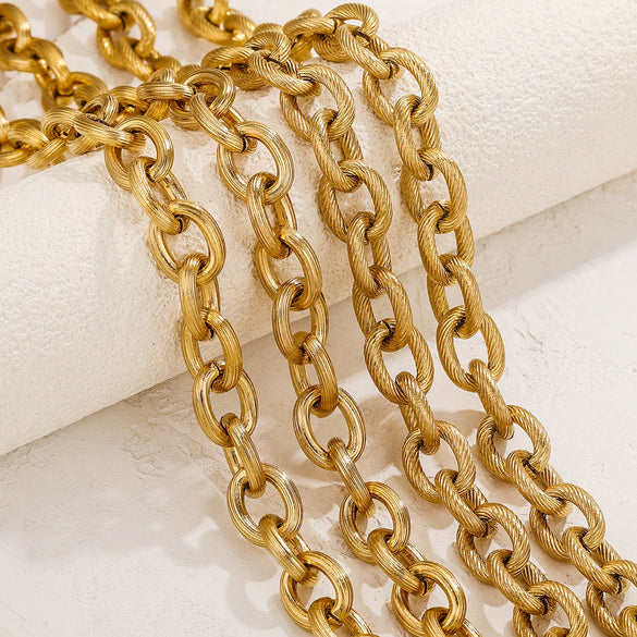 Stainless Steel Thread Cuban Chain Hip Hop Decorative Chain Necklace Bracelet Accessories Electroplated