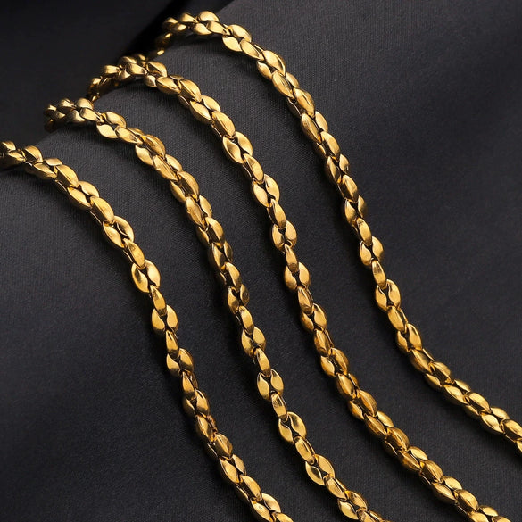 Stainless Steel Thread Pattern Button Shaped Gold Plated Decorative Chain For Necklace Bracelet Accessories