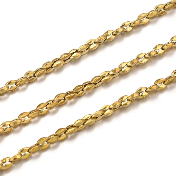 Stainless Steel Thread Pattern Button Shaped Gold Plated Decorative Chain For Necklace Bracelet Accessories