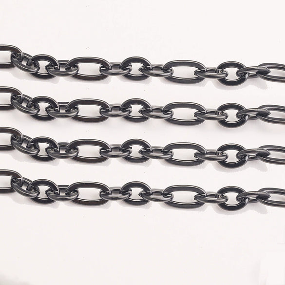 Stainless Steel Thread Pattern Cross Flattened Goldplated Cuban Chain Necklace Diy Jewelry Accessories