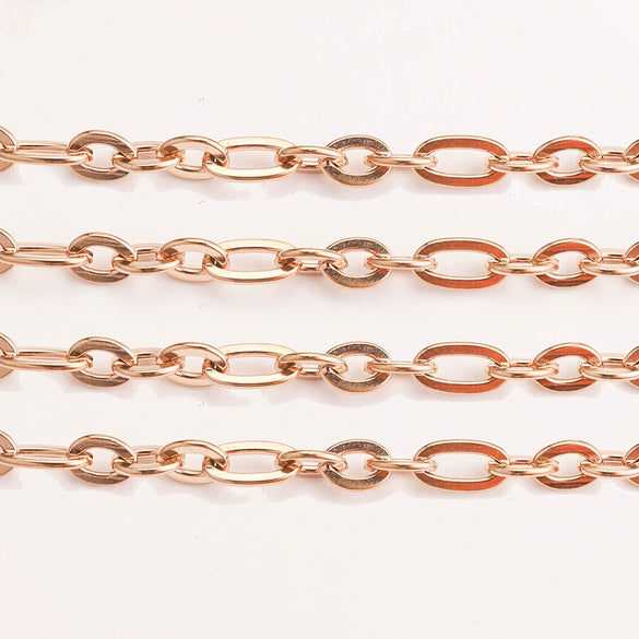 Stainless Steel Thread Pattern Cross Flattened Goldplated Cuban Chain Necklace Diy Jewelry Accessories