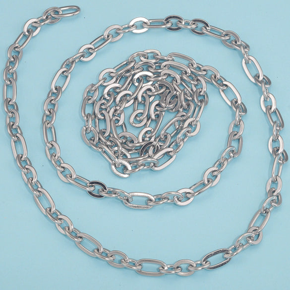 Stainless Steel Thread Pattern Cross Flattened Goldplated Cuban Chain Necklace Diy Jewelry Accessories