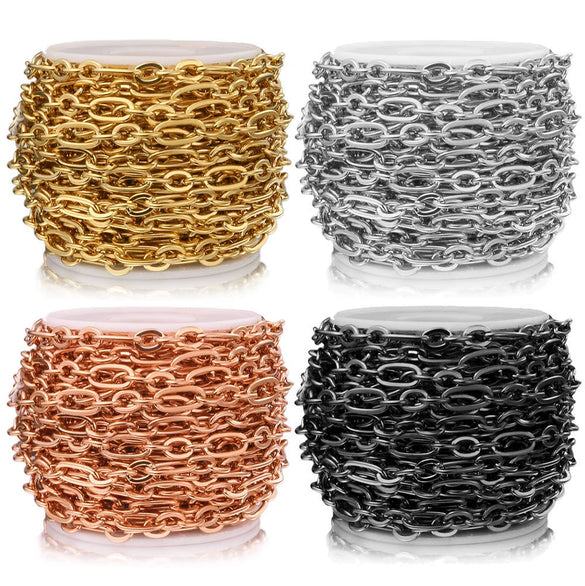 Stainless Steel Thread Pattern Cross Flattened Goldplated Cuban Chain Necklace Diy Jewelry Accessories