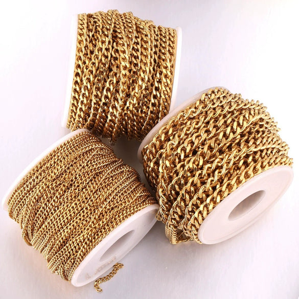 Stainless Steel Thread Pattern Grinding Electroplated Cuban Chain For Necklace And Bracelet Accessories