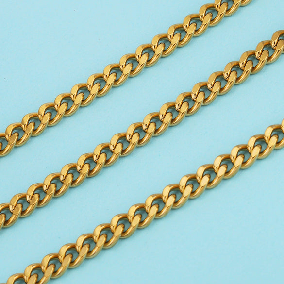 Stainless Steel Thread Pattern Grinding Electroplated Cuban Chain For Necklace And Bracelet Accessories