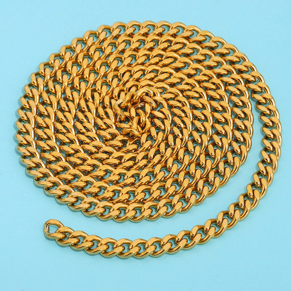 Stainless Steel Thread Pattern Grinding Electroplated Cuban Chain For Necklace And Bracelet Accessories