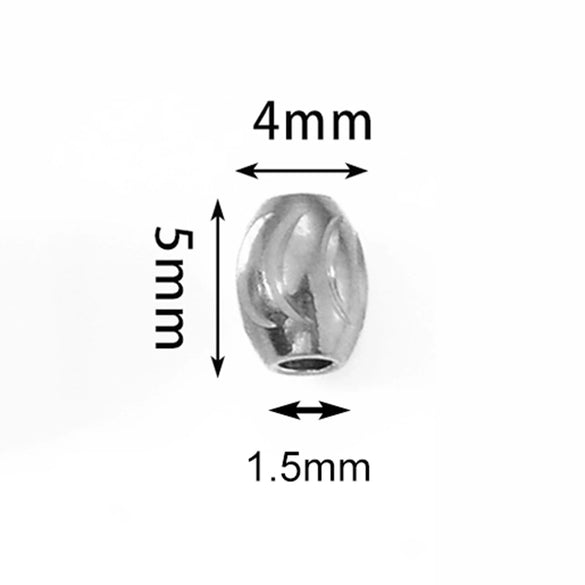 Stainless Steel Threaded Olive Oval Perforated Beads Electroplated Diy Jewelry Accessories Drum Beads