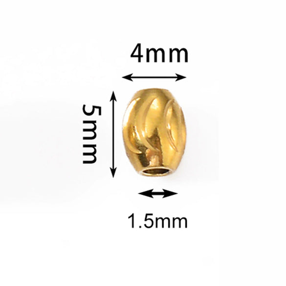 Stainless Steel Threaded Olive Oval Perforated Beads Electroplated Diy Jewelry Accessories Drum Beads