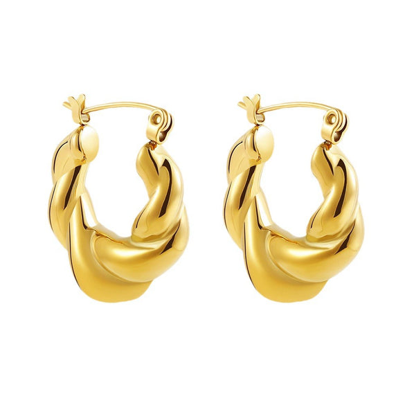 Stainless Steel Threaded Round Electroplated Women's Fashion Elegant Geometric Earrings