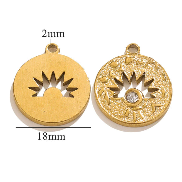 Stainless Steel Threedimensional Lotus Devil's Eye Pendant Jewelry Accessories With Inlay And Totem Pattern