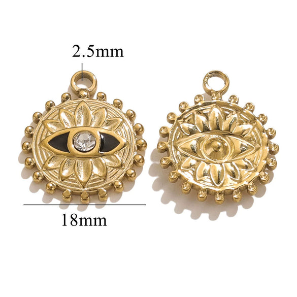 Stainless Steel Threedimensional Lotus Devil's Eye Pendant Jewelry Accessories With Inlay And Totem Pattern