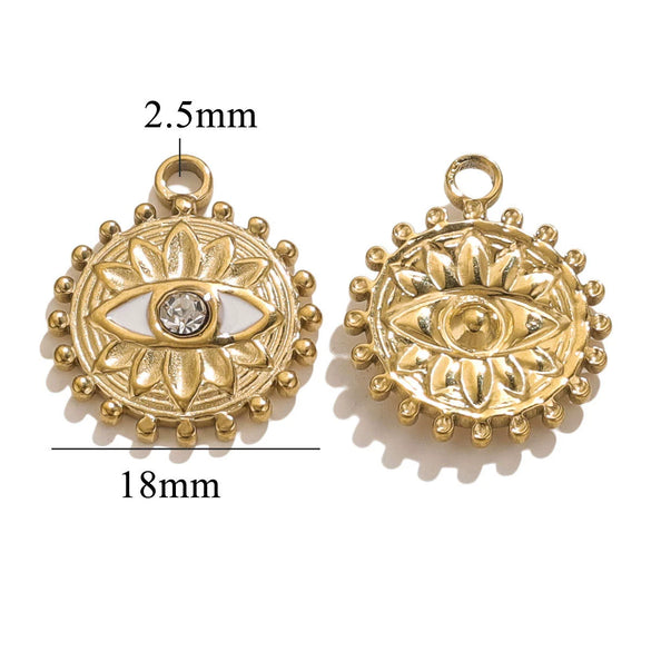 Stainless Steel Threedimensional Lotus Devil's Eye Pendant Jewelry Accessories With Inlay And Totem Pattern